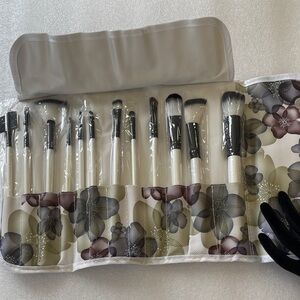 New Floral Makeup Brush Set with Case 15 total